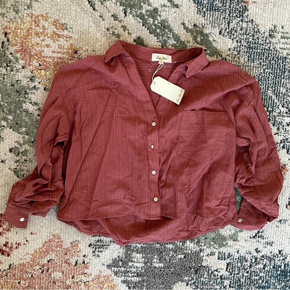 New Texas Boutique Cropped Button Down Blouse Women’s Sz Small Cotton Rayon - Picture 1 of 10